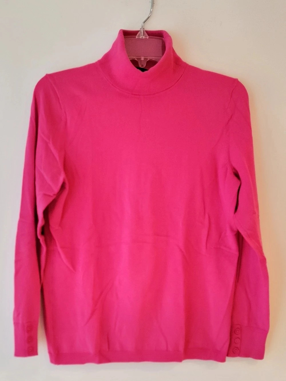 Talbots Pink Button Cuff Ribbed Turtleneck Sweater - Size Mp